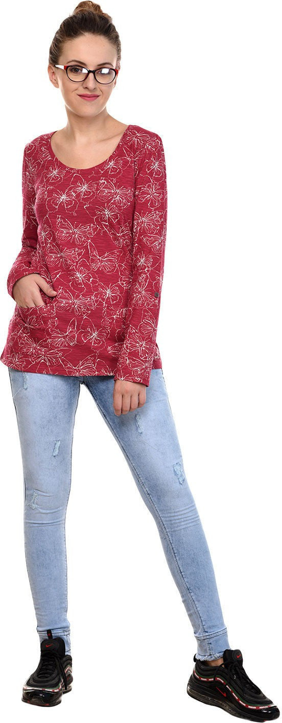 KOTTY Casual Full Sleeve Printed Women Red Top 
