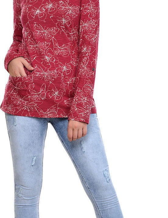 KOTTY Casual Full Sleeve Printed Women Red Top 
