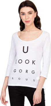 KOTTY Casual Regular Sleeve Printed Women White Top 