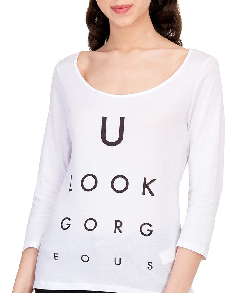 KOTTY Casual Regular Sleeve Printed Women White Top 