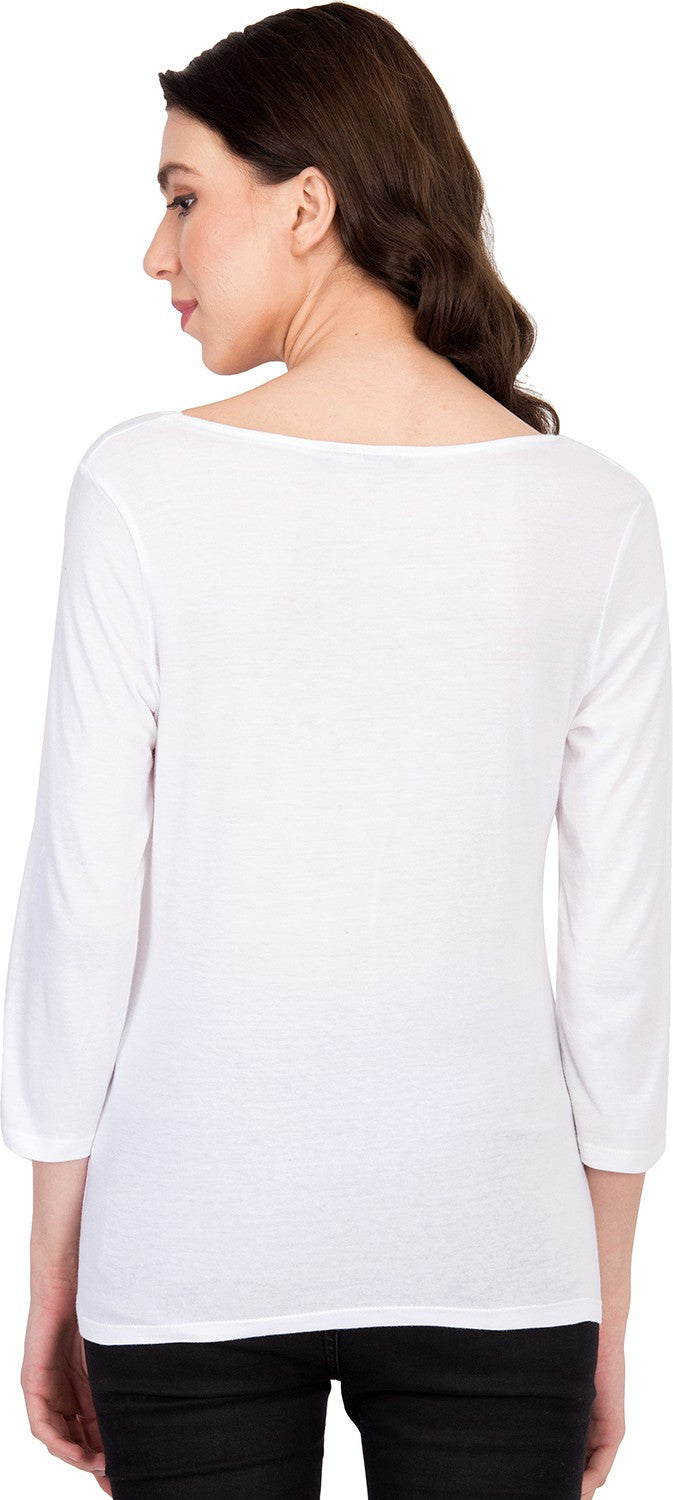 KOTTY Casual Regular Sleeve Printed Women White Top 