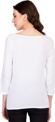 KOTTY Casual Regular Sleeve Printed Women White Top 