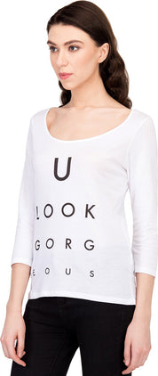 KOTTY Casual Regular Sleeve Printed Women White Top 