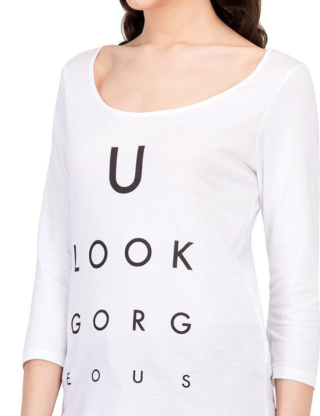 KOTTY Casual Regular Sleeve Printed Women White Top 