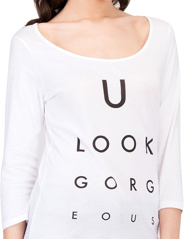 KOTTY Casual Regular Sleeve Printed Women White Top 