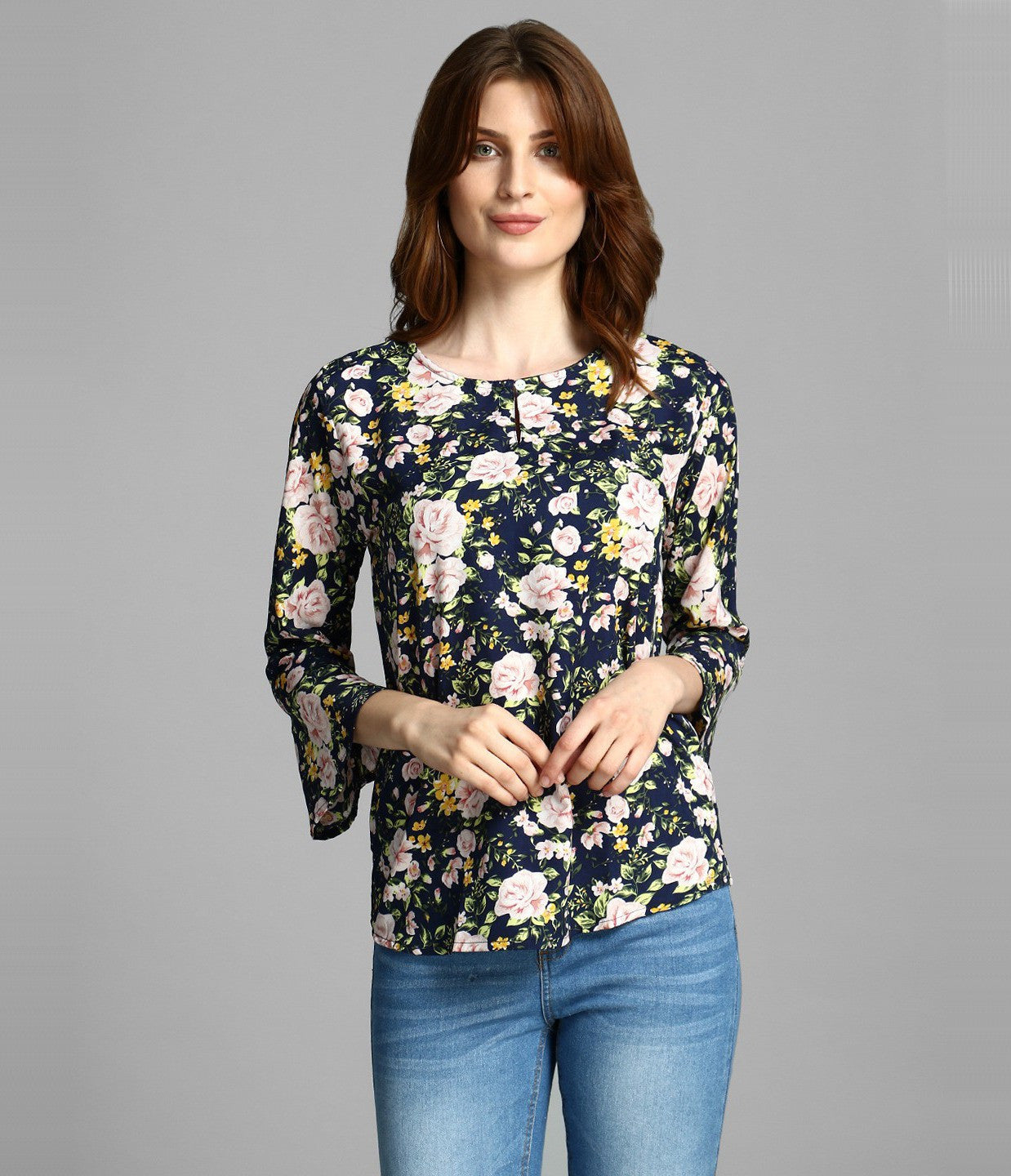4 Sleeve Printed Women Multicolor Top 