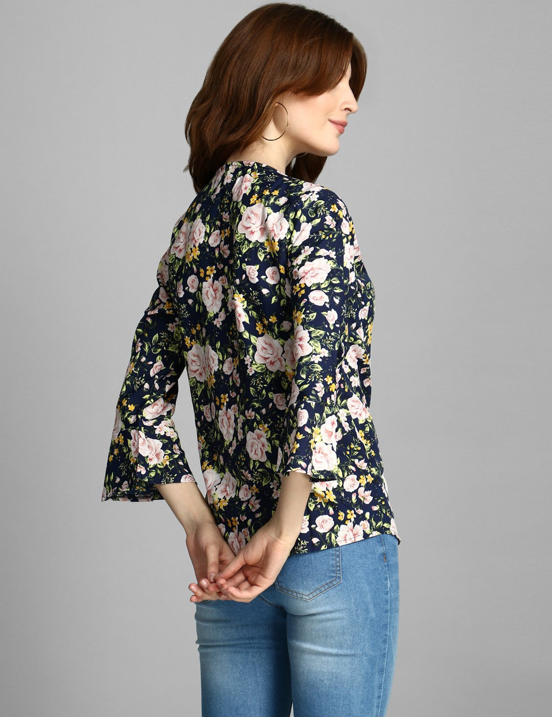 4 Sleeve Printed Women Multicolor Top 