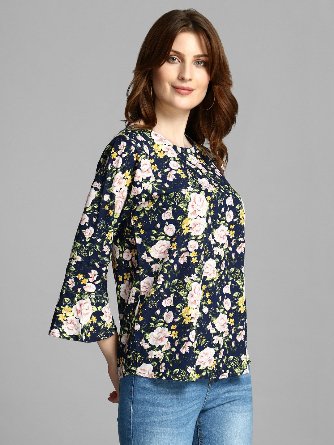 KOTTY Casual 3/4 Sleeve Printed Women Multicolor Top 