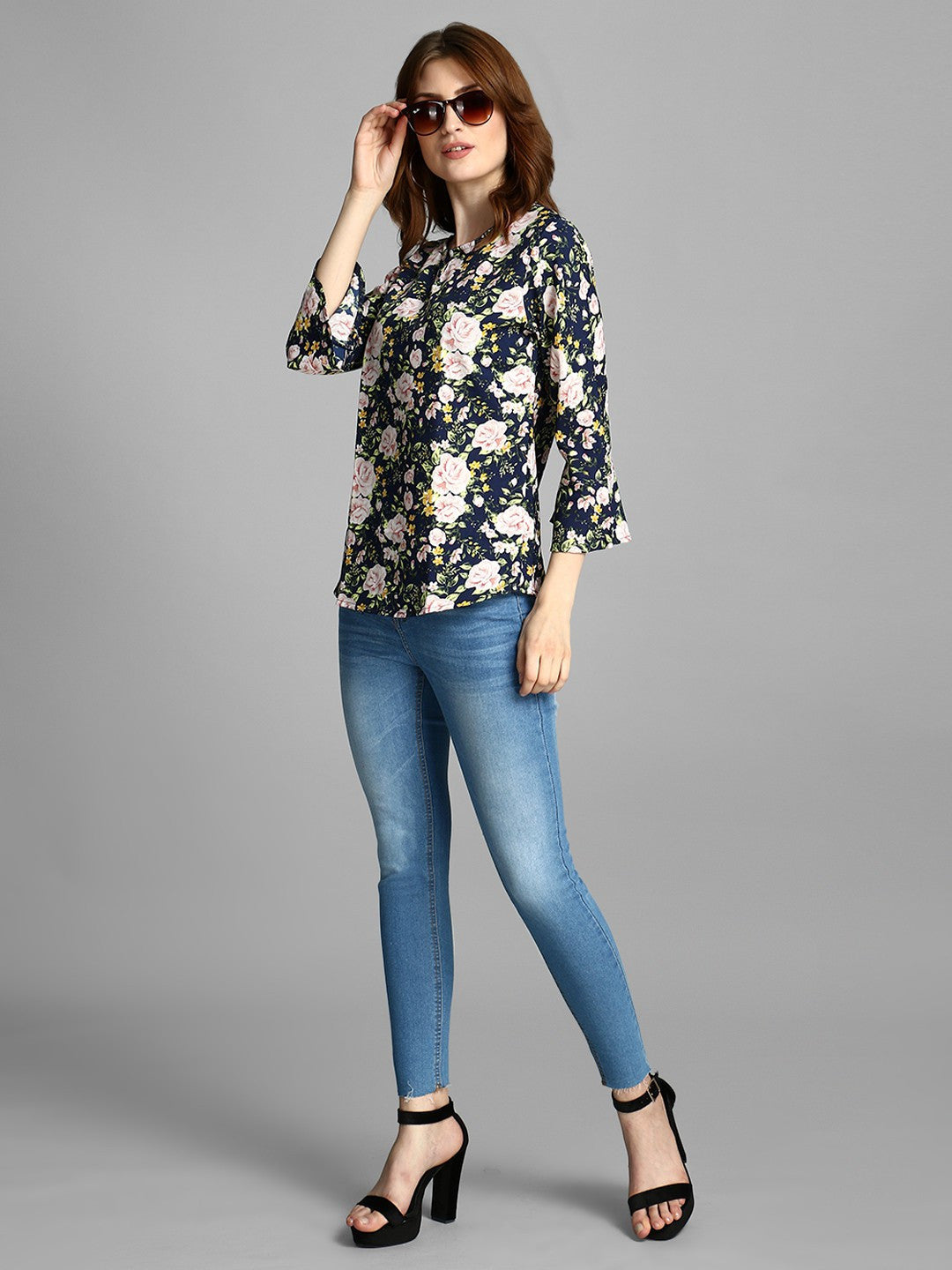 KOTTY Casual 3/4 Sleeve Printed Women Multicolor Top 