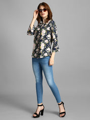 KOTTY Casual 3/4 Sleeve Printed Women Multicolor Top 