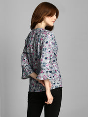 KOTTY Casual 3/4 Sleeve Floral Print Women Multicolor Top 