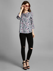 KOTTY Casual 3/4 Sleeve Floral Print Women Multicolor Top 