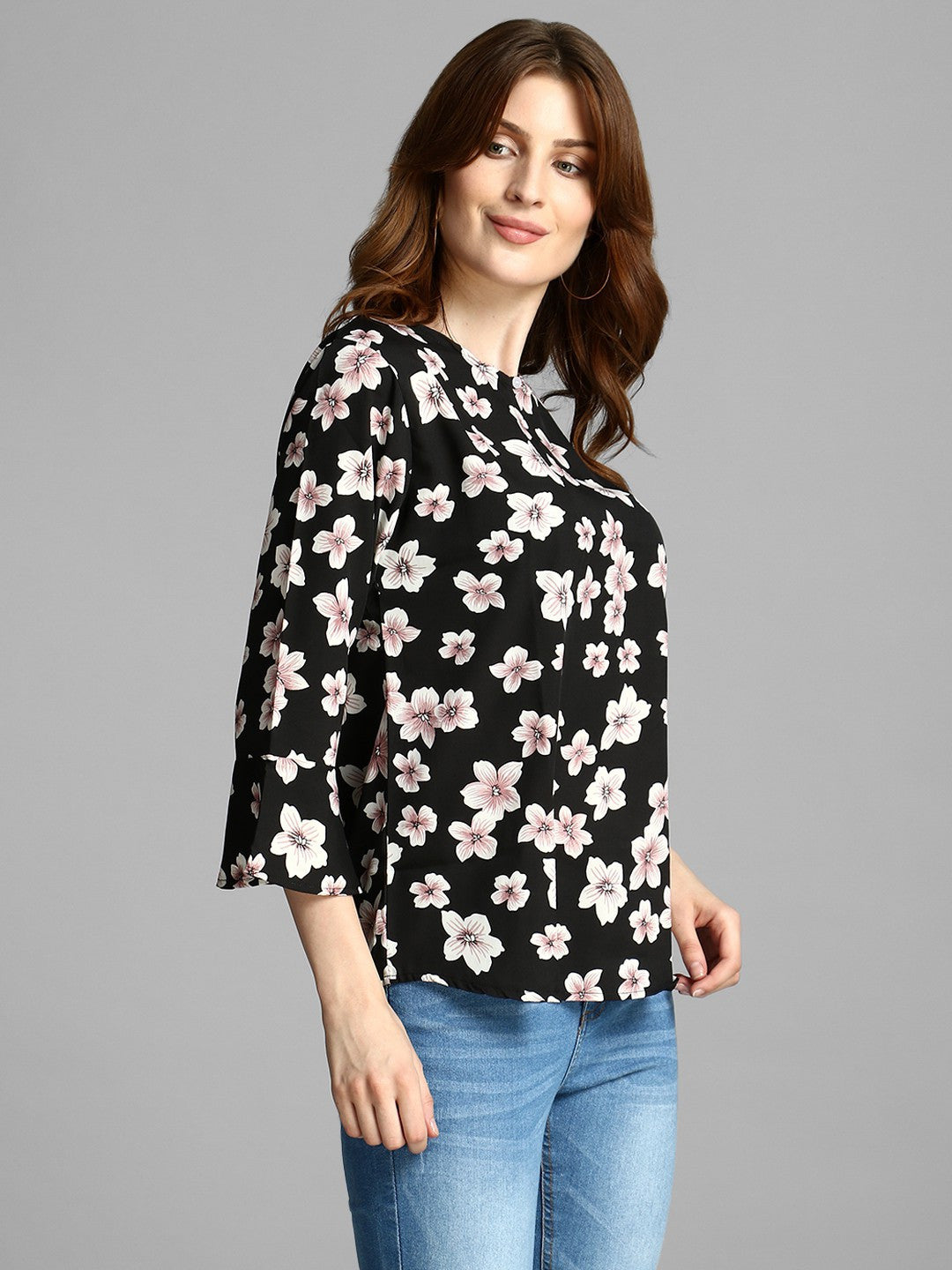 KOTTY Casual 3/4 Sleeve Floral Print Women Multicolor Top 