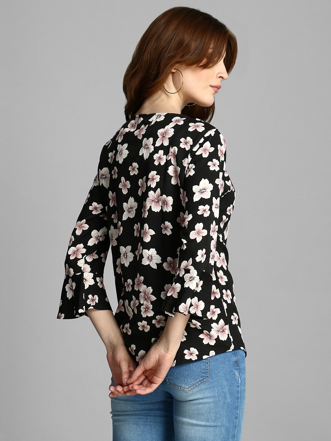 KOTTY Casual 3/4 Sleeve Floral Print Women Multicolor Top 