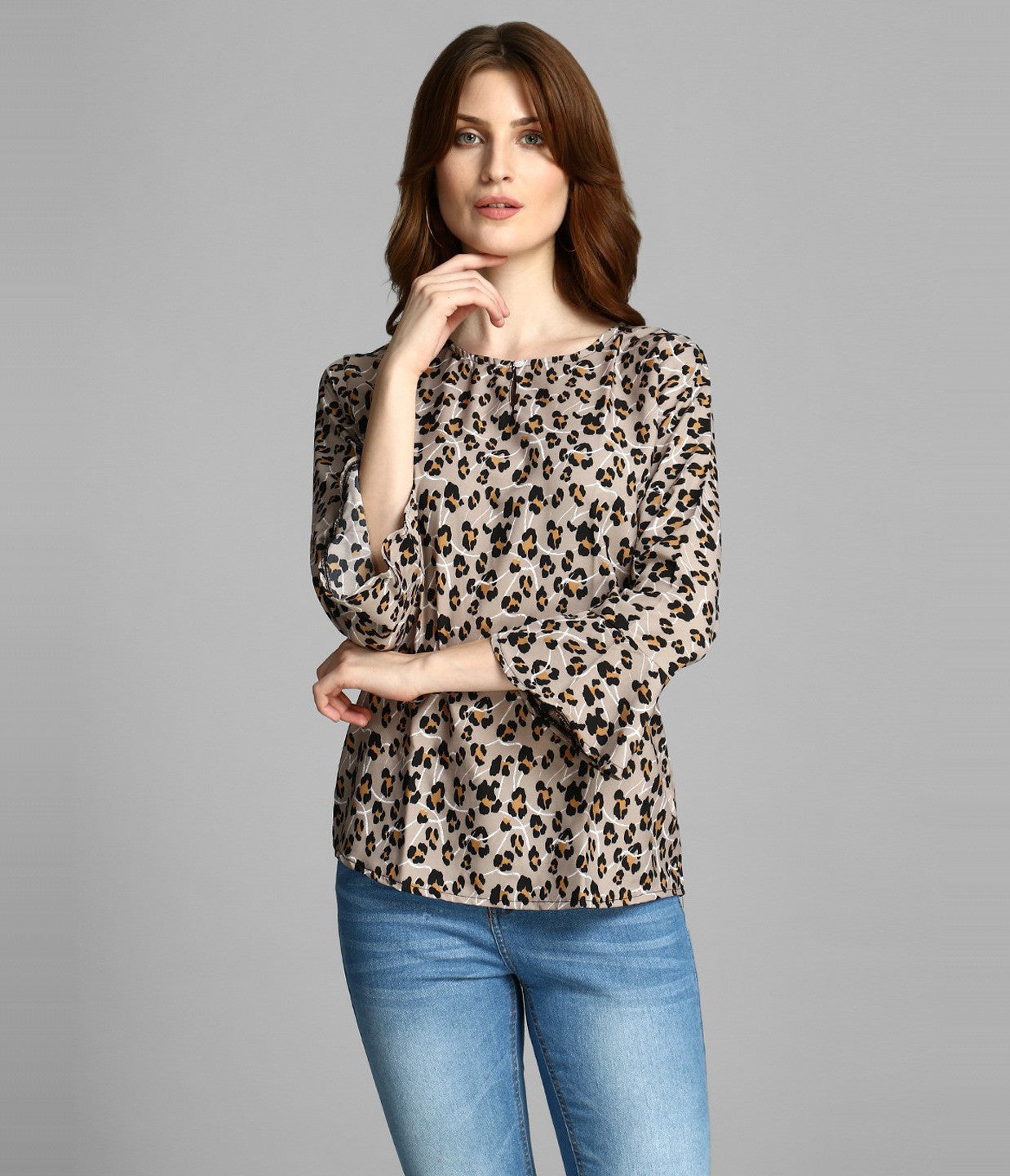 4 Sleeve Printed Women Multicolor Top 