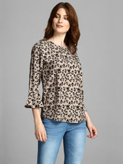 KOTTY Casual 3/4 Sleeve Printed Women Multicolor Top 