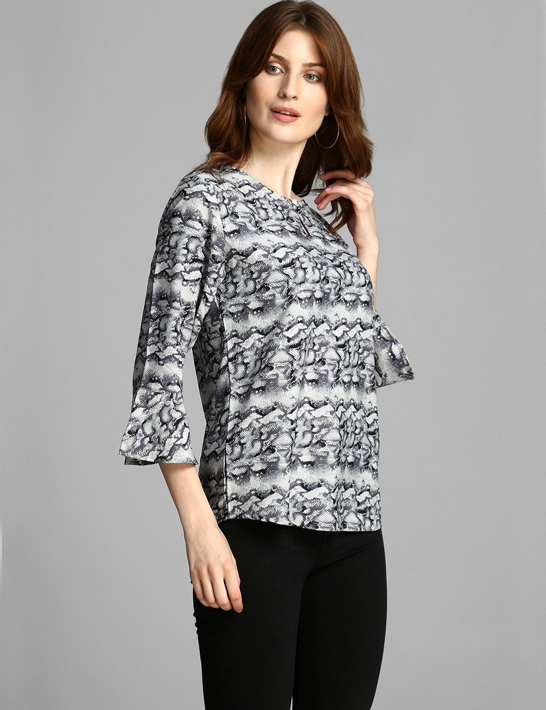 4 Sleeve Floral Print Women Multicolor Top 