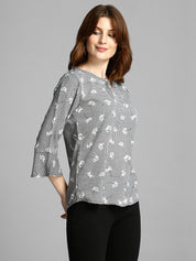 KOTTY Casual 3/4 Sleeve Floral Print Women Multicolor Top 