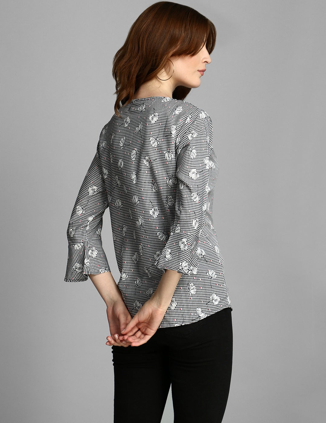 4 Sleeve Floral Print Women Multicolor Top 