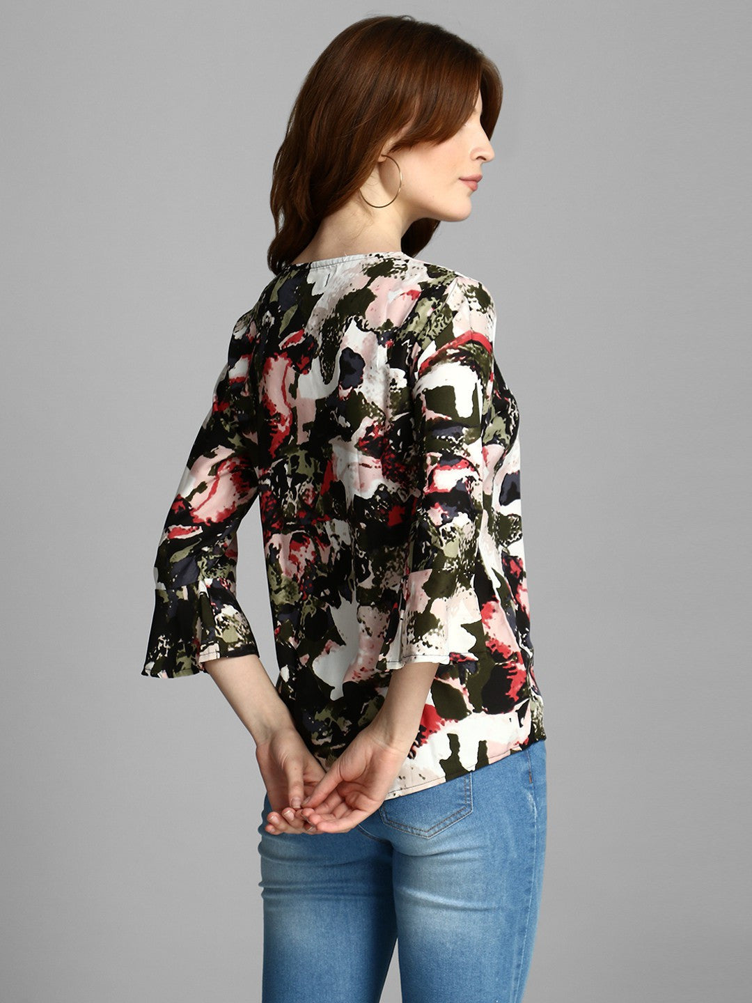 KOTTY Casual 3/4 Sleeve Floral Print Women Multicolor Top 