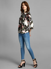 KOTTY Casual 3/4 Sleeve Floral Print Women Multicolor Top 
