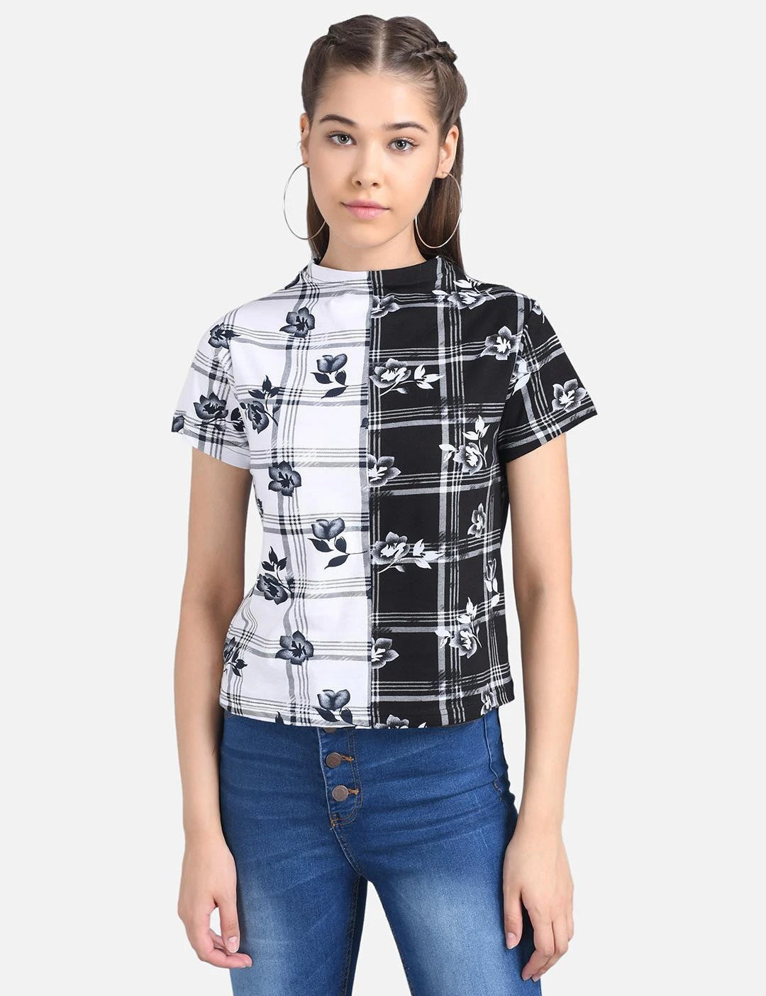 KOTTY Casual Half Sleeve Printed Women Multicolor Top 