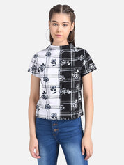 KOTTY Casual Half Sleeve Printed Women Multicolor Top 