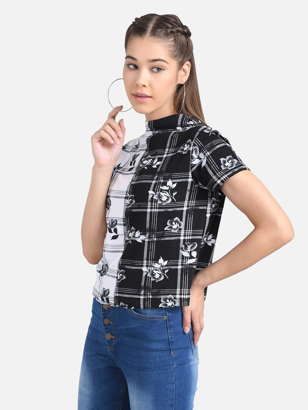 KOTTY Casual Half Sleeve Printed Women Multicolor Top 