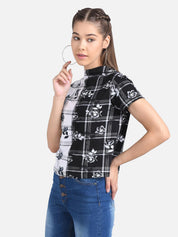 KOTTY Casual Half Sleeve Printed Women Multicolor Top 