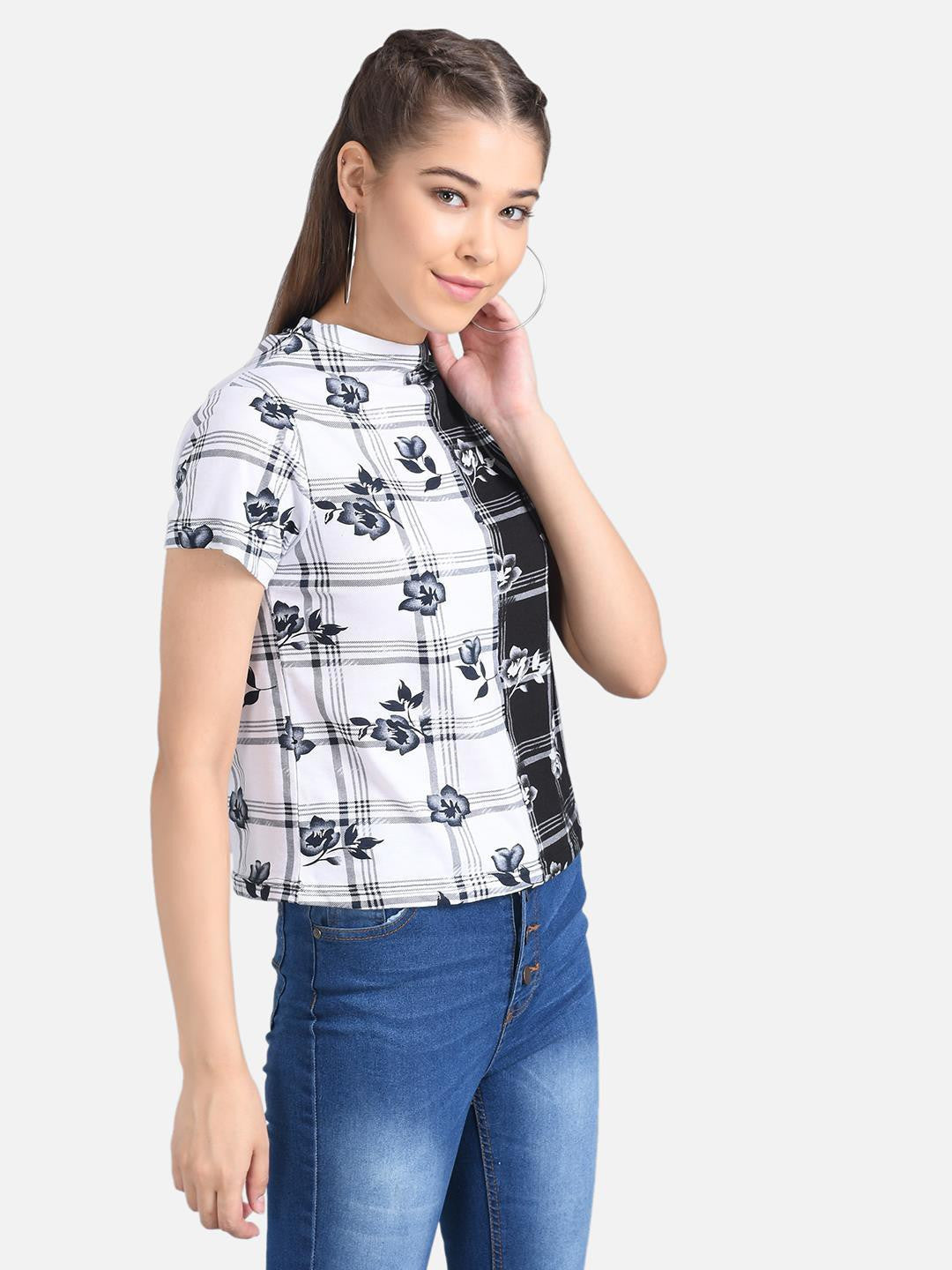 KOTTY Casual Half Sleeve Printed Women Multicolor Top 
