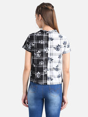 KOTTY Casual Half Sleeve Printed Women Multicolor Top 