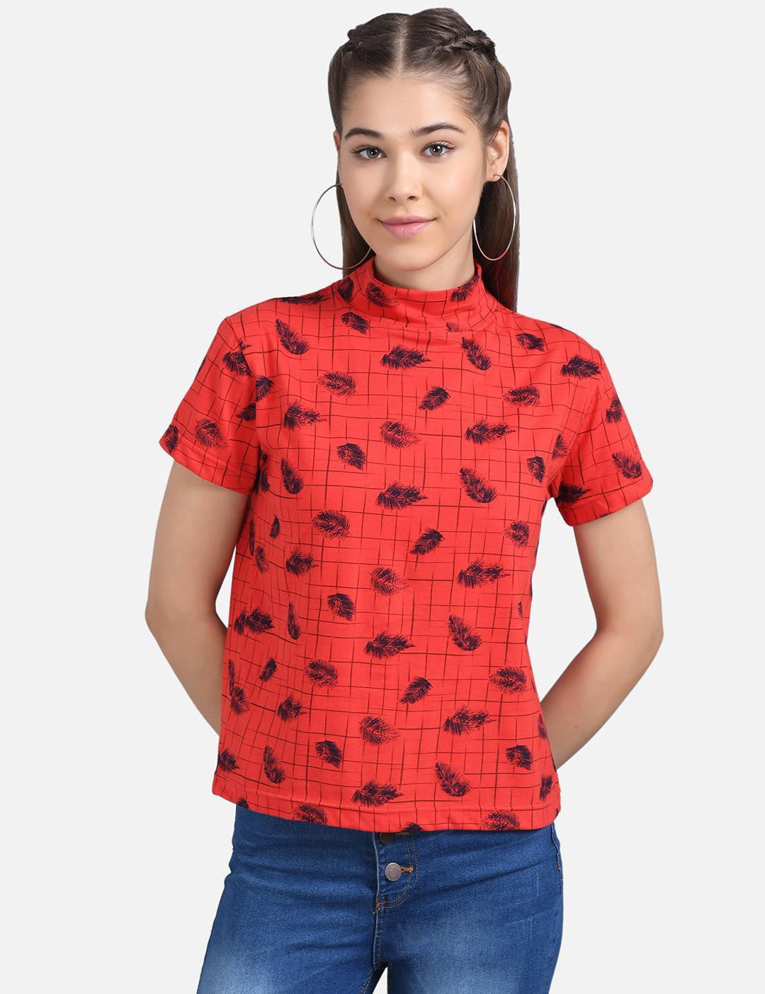 KOTTY Casual Half Sleeve Printed Women Multicolor Top 