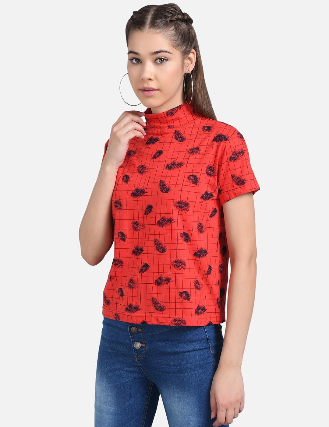 KOTTY Casual Half Sleeve Printed Women Multicolor Top 
