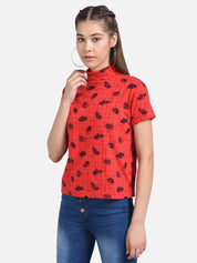KOTTY Casual Half Sleeve Printed Women Multicolor Top 