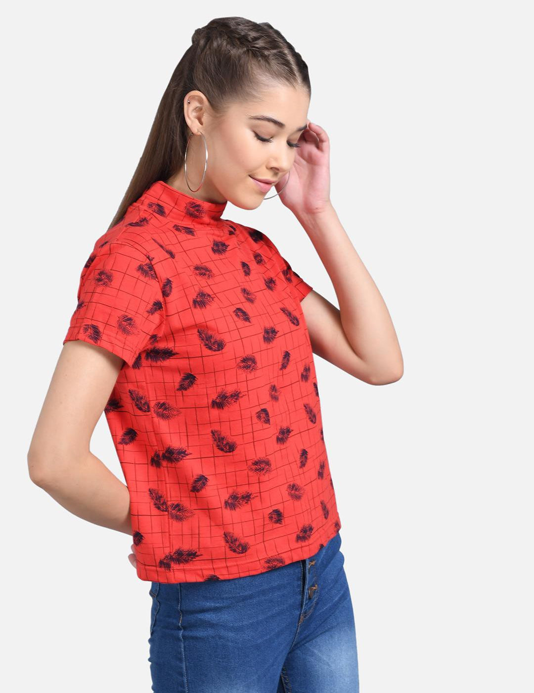 KOTTY Casual Half Sleeve Printed Women Multicolor Top 