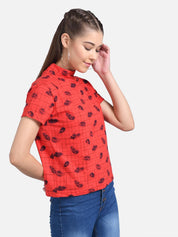 KOTTY Casual Half Sleeve Printed Women Multicolor Top 