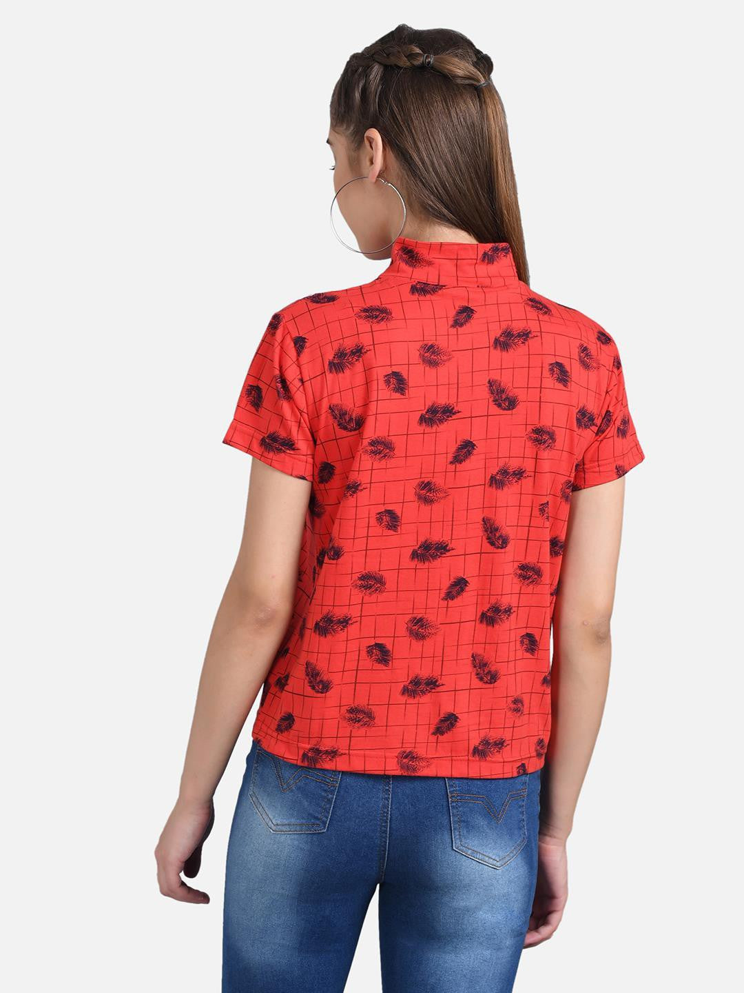 KOTTY Casual Half Sleeve Printed Women Multicolor Top 