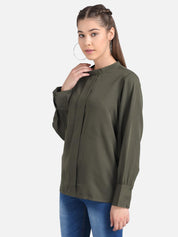 KOTTY Casual Full Sleeve Solid Women Green Top 