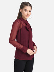 KOTTY Casual Full Sleeve Solid Women Maroon Top 