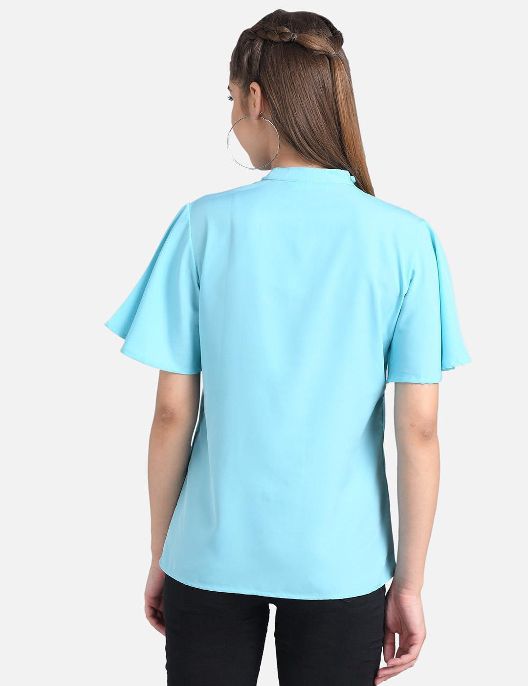 KOTTY Casual Full Sleeve Solid Women Blue Top 