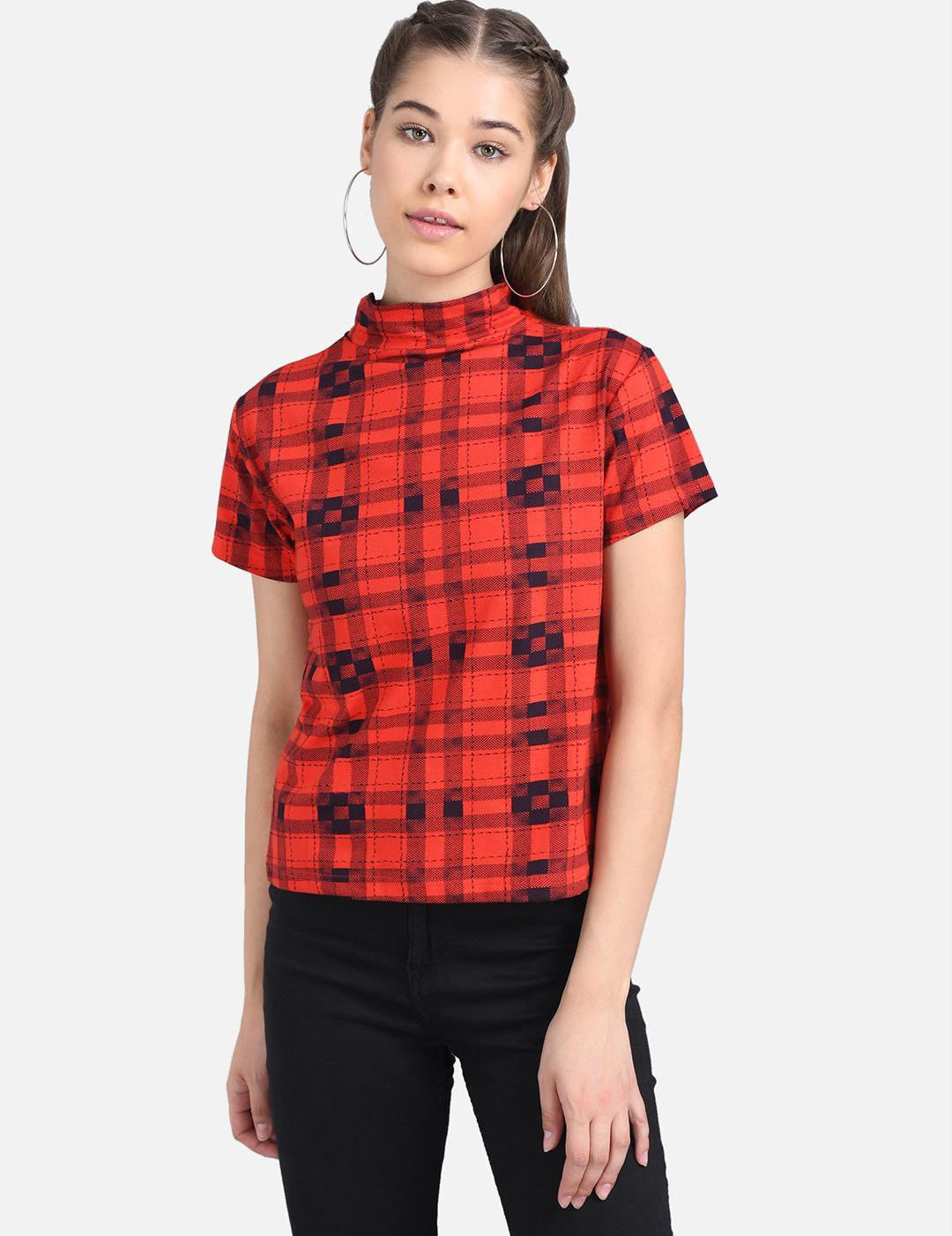 KOTTY Casual Half Sleeve Printed Women Multicolor Top 