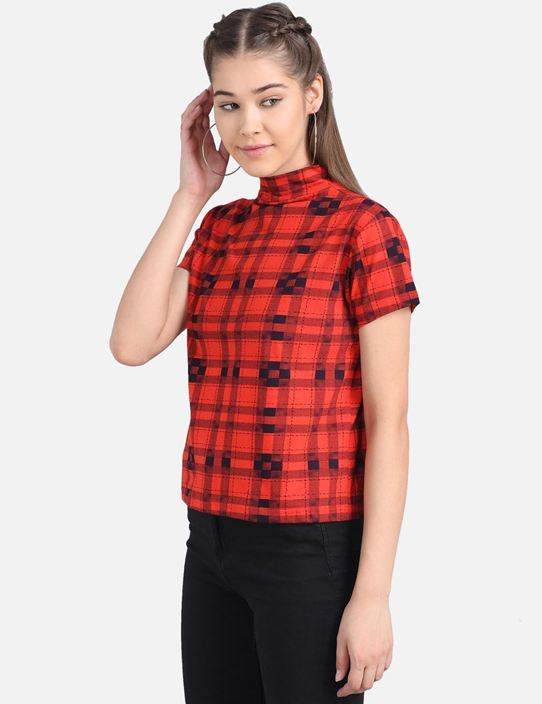 KOTTY Casual Half Sleeve Printed Women Multicolor Top 