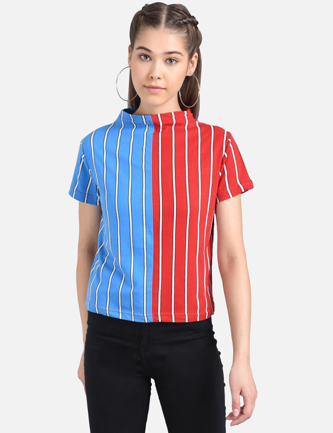 KOTTY Casual Half Sleeve Printed Women Multicolor Top 