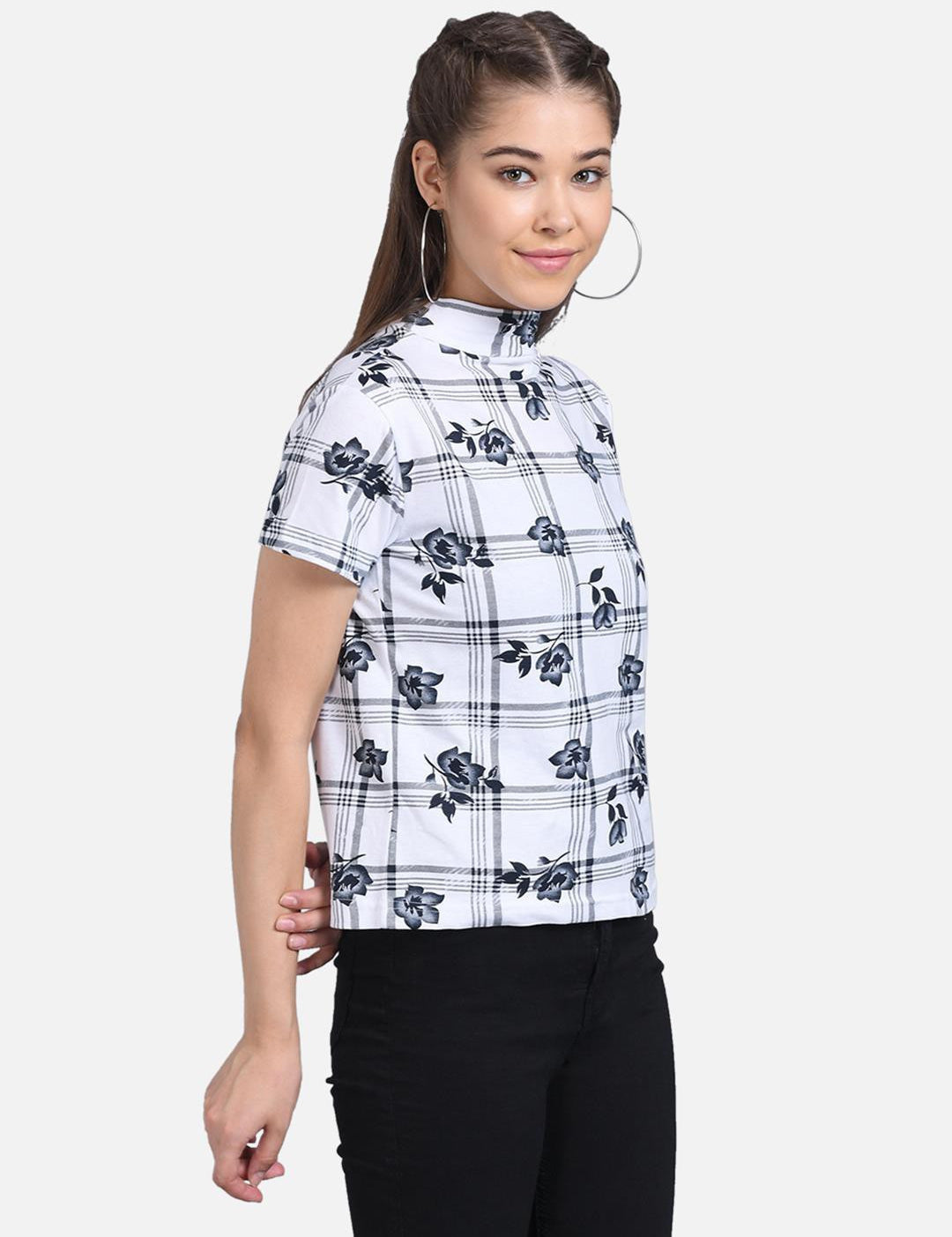 KOTTY Casual Half Sleeve Printed Women Multicolor Top 