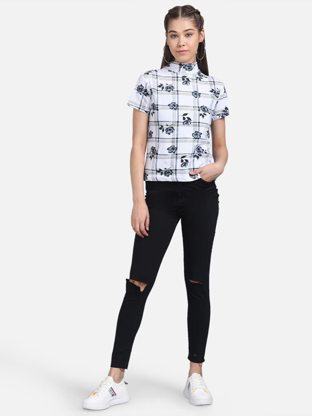 KOTTY Casual Half Sleeve Printed Women Multicolor Top 