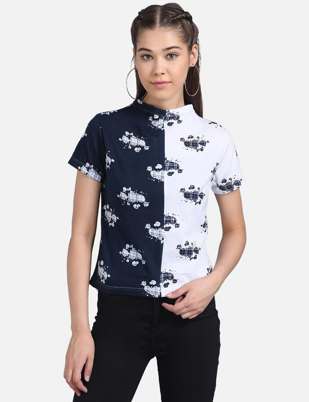 KOTTY Casual Half Sleeve Printed Women Multicolor Top 