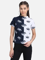 KOTTY Casual Half Sleeve Printed Women Multicolor Top 