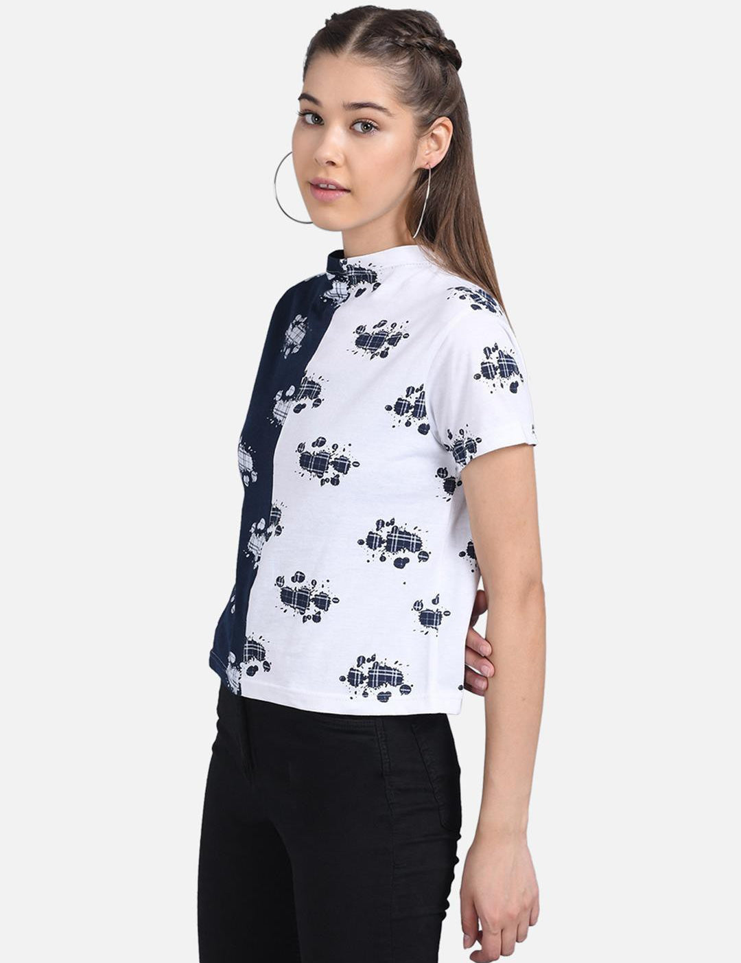 KOTTY Casual Half Sleeve Printed Women Multicolor Top 