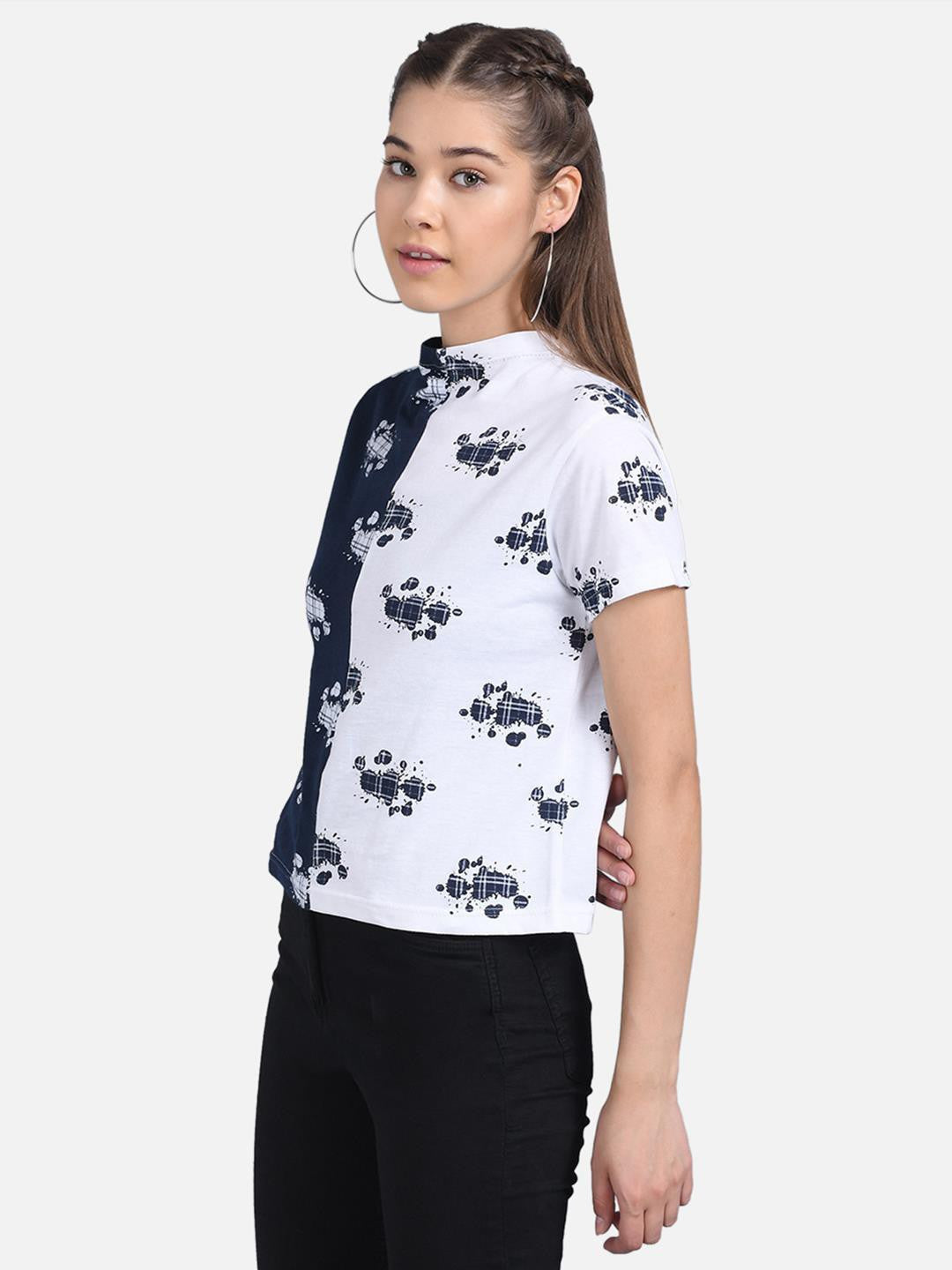 KOTTY Casual Half Sleeve Printed Women Multicolor Top 