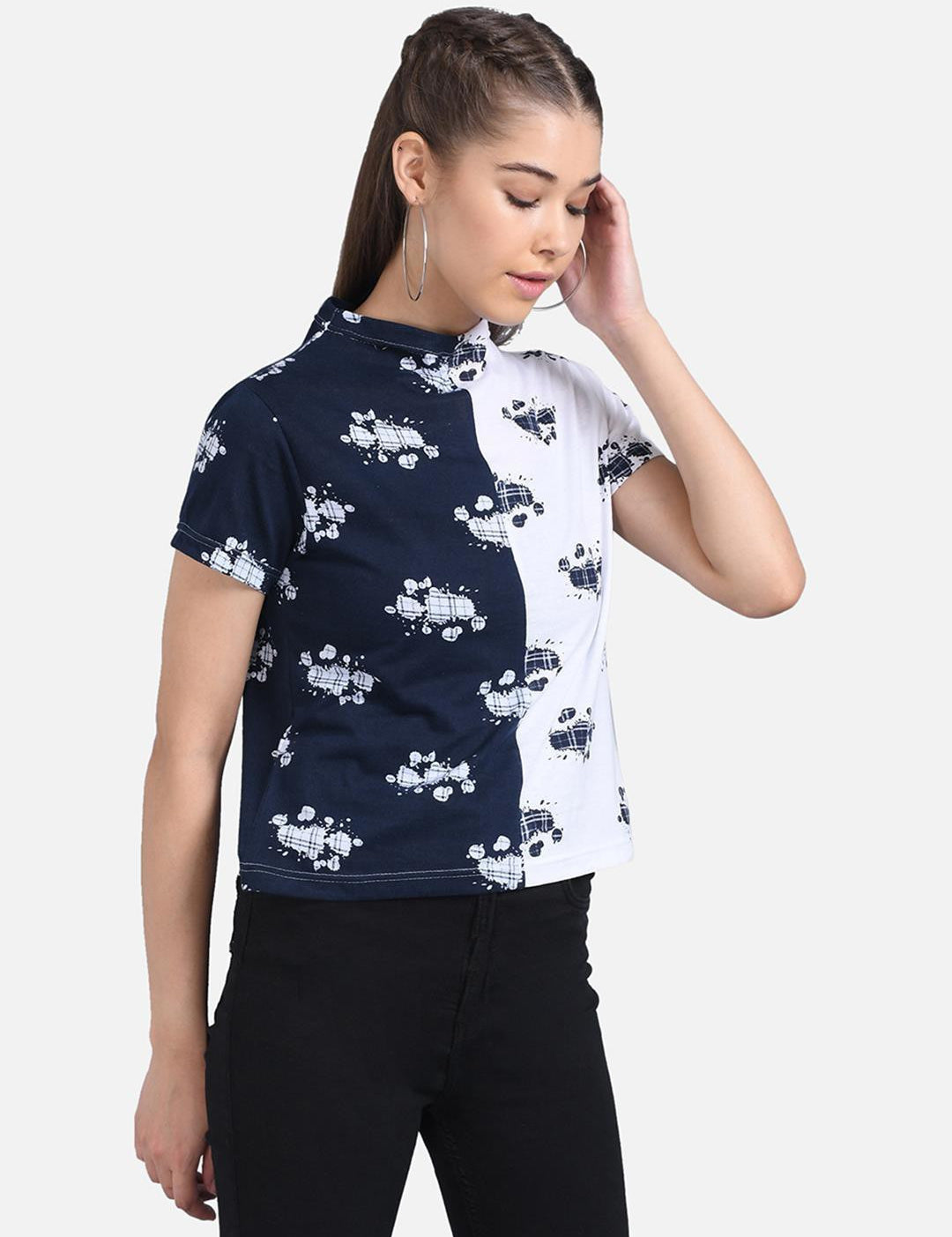 KOTTY Casual Half Sleeve Printed Women Multicolor Top 